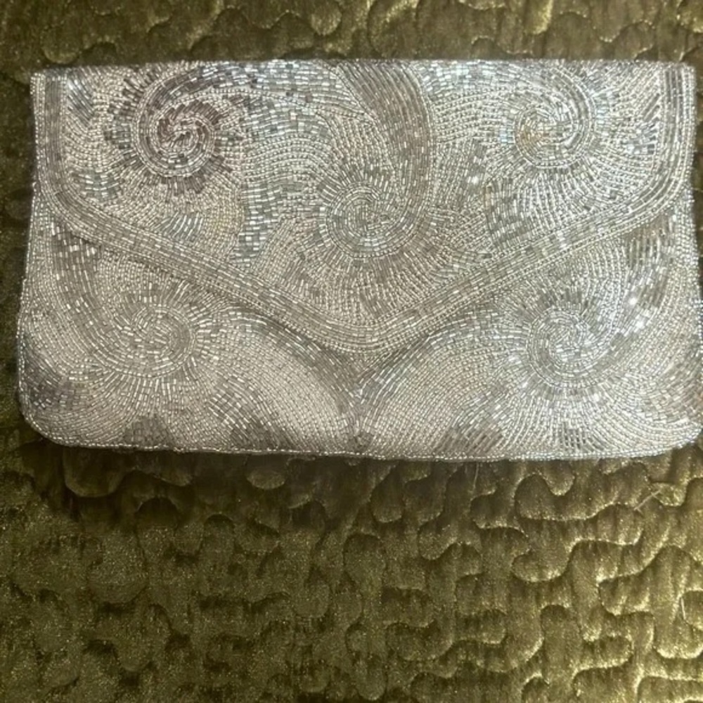 Vintage Silver Swirl Clutch